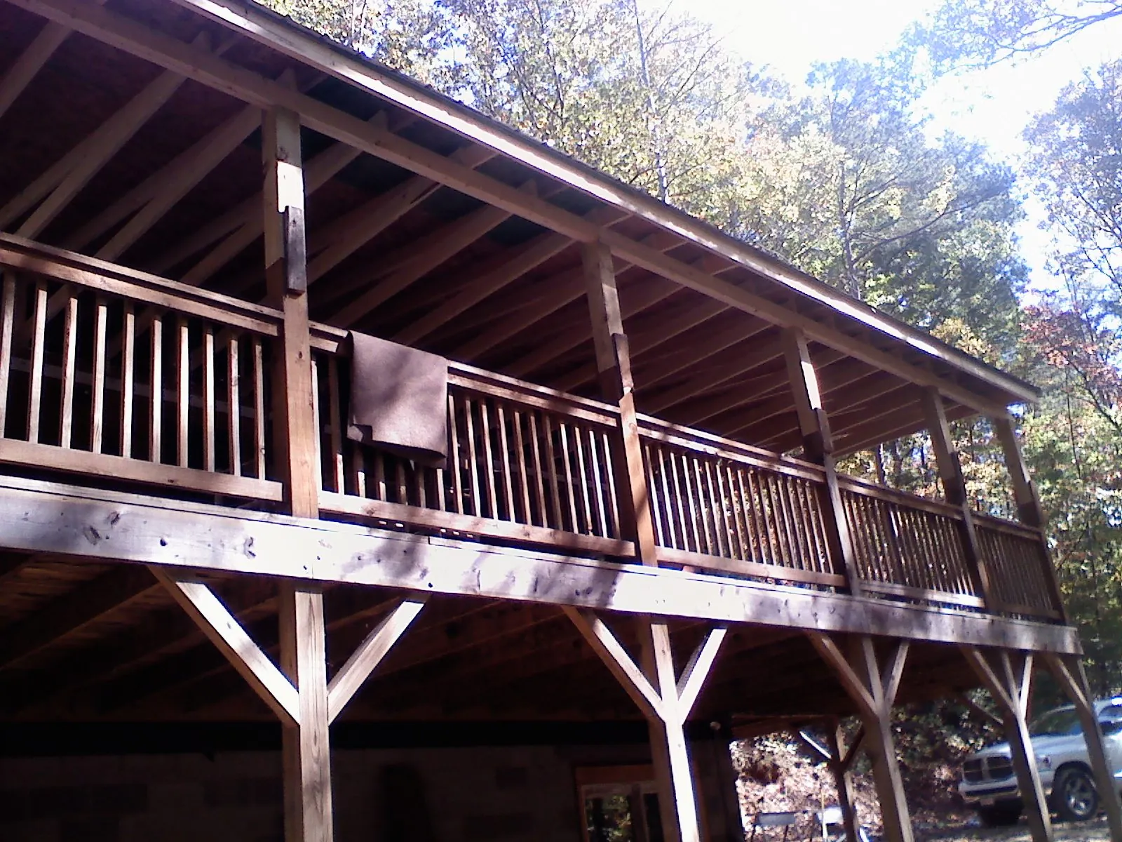 Timber framing under a new elevated porch and deck — Roof Leak Repair in Deshler by Roofing Brothers